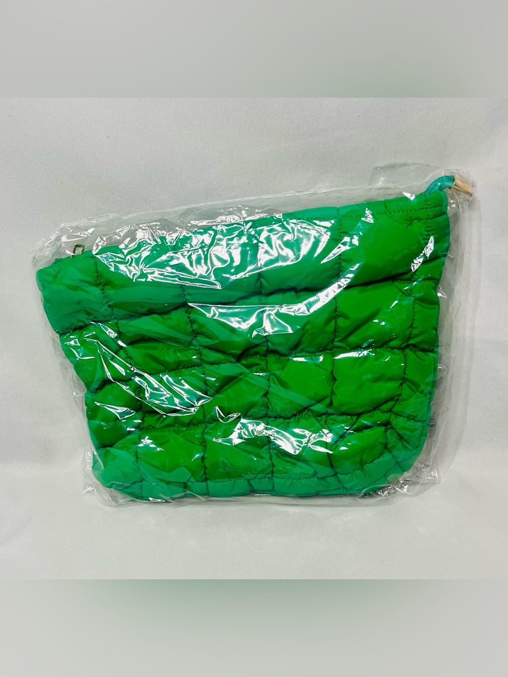 Green Quilted Puffer Travel Bag